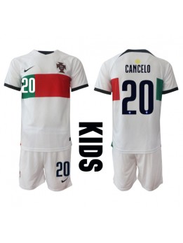Otroški Nogometna dresi replika Portugalska Joao Cancelo #20 Gostujoči SP 2022 Kratek rokav (+ hlače)
